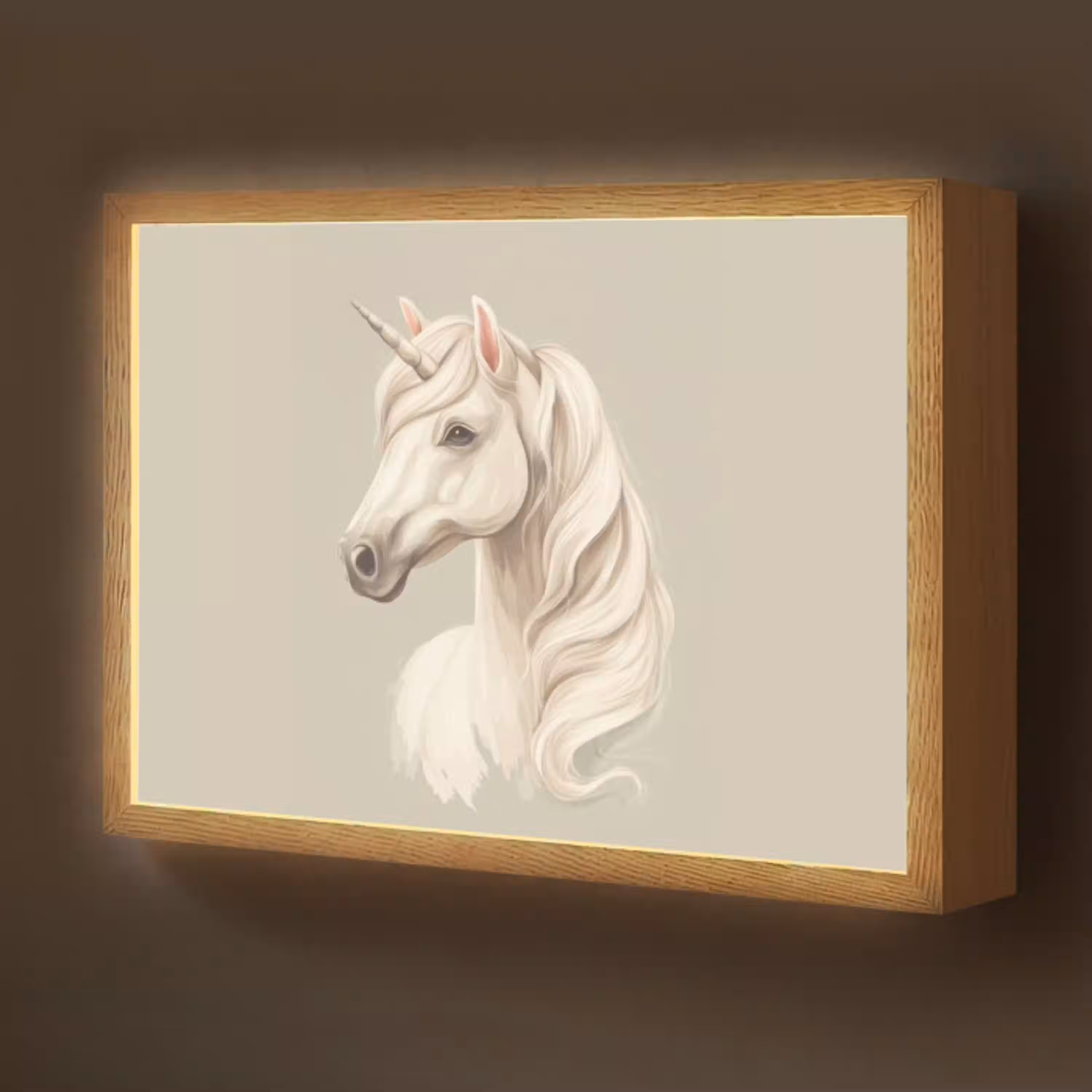 Eenhoorn - Wit - Getekend Light Box met batterij (Wandlamp kind) middel -z3d_website