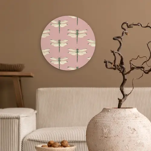 Lillibellen - Patroon - Roze Wandcirkel kunststof plaat 5mm dik klein 188 -sfeer1