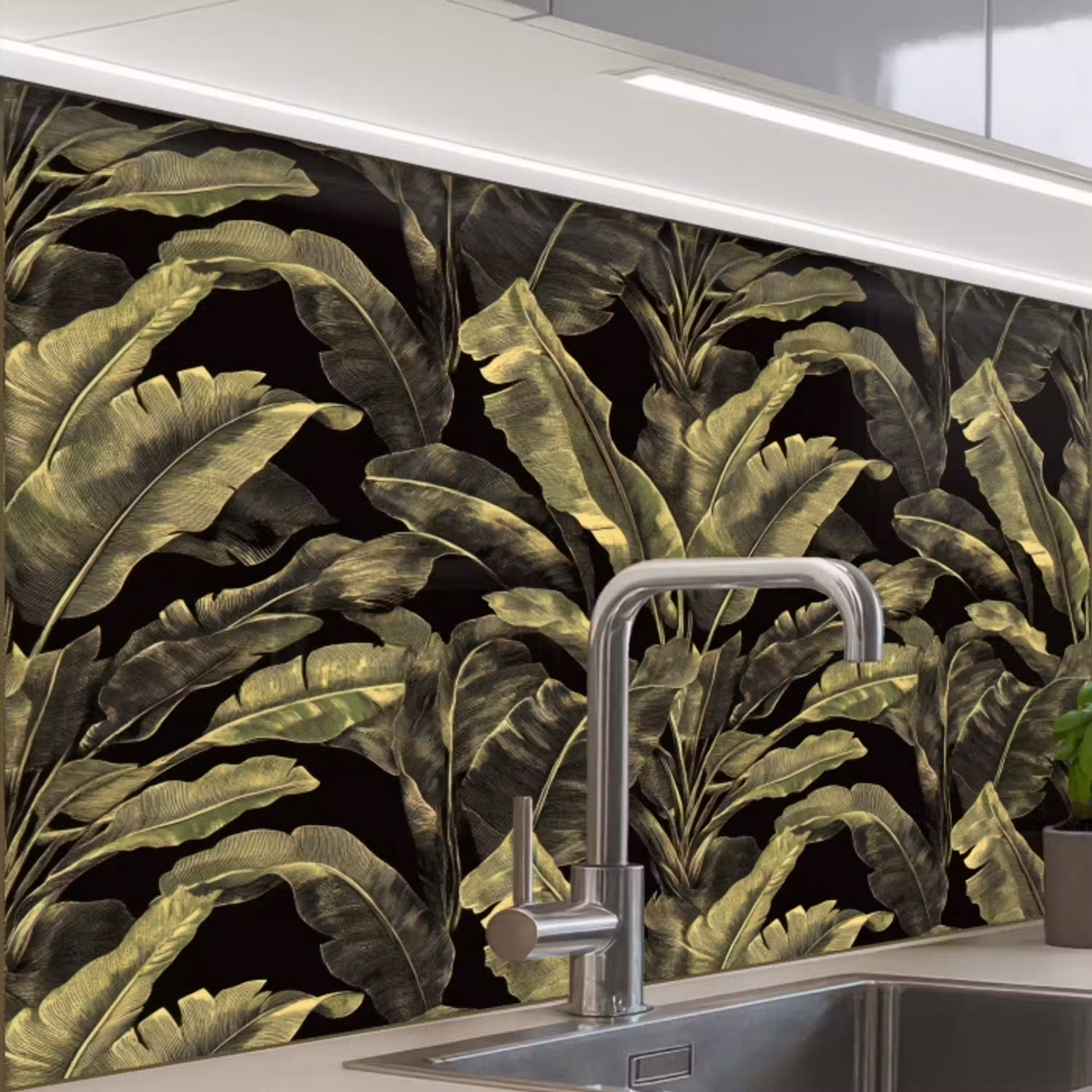 Botanisch - Bladeren - Groen keuken achterwand 2 middel 865 -zzzz3d_schuin