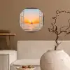 Doorkijk - Zee - Boot - Zonsondergang Wandcirkel behangsticker klein -sfeer1