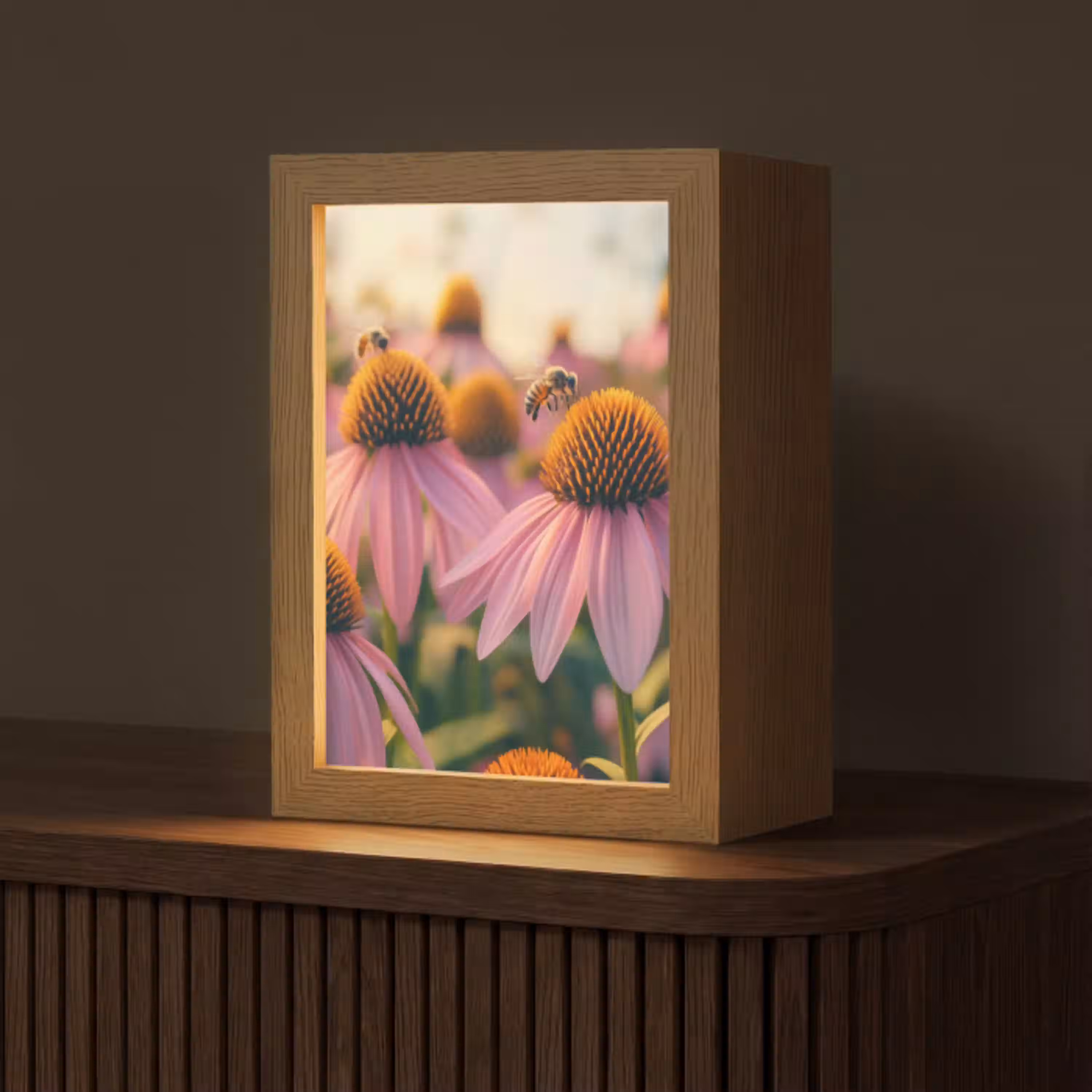 Bloemen - Paars - Bijen Light Box met kabel (Tafellamp) klein -z3d_website