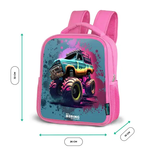 Monster Wheels Kinderrugzak - Roze middel -productfoto_formaten