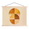 Cirkels - Geel - Minimalistisch textielposter latten blank klein -3d