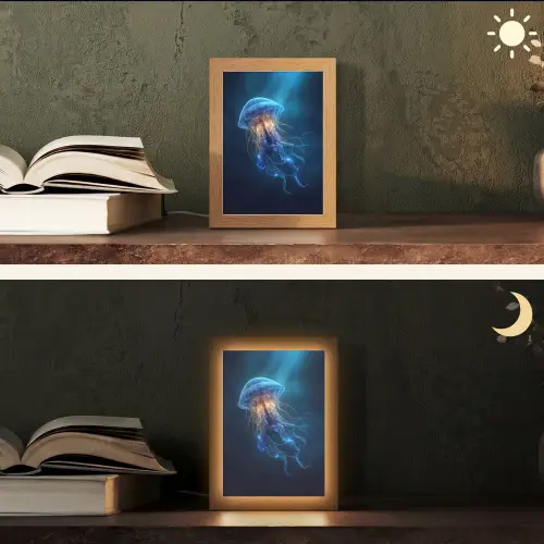 Kwal - Lichtgevend - Tentakels - Blauw Light Box met kabel (Tafellamp) klein -sfeer3