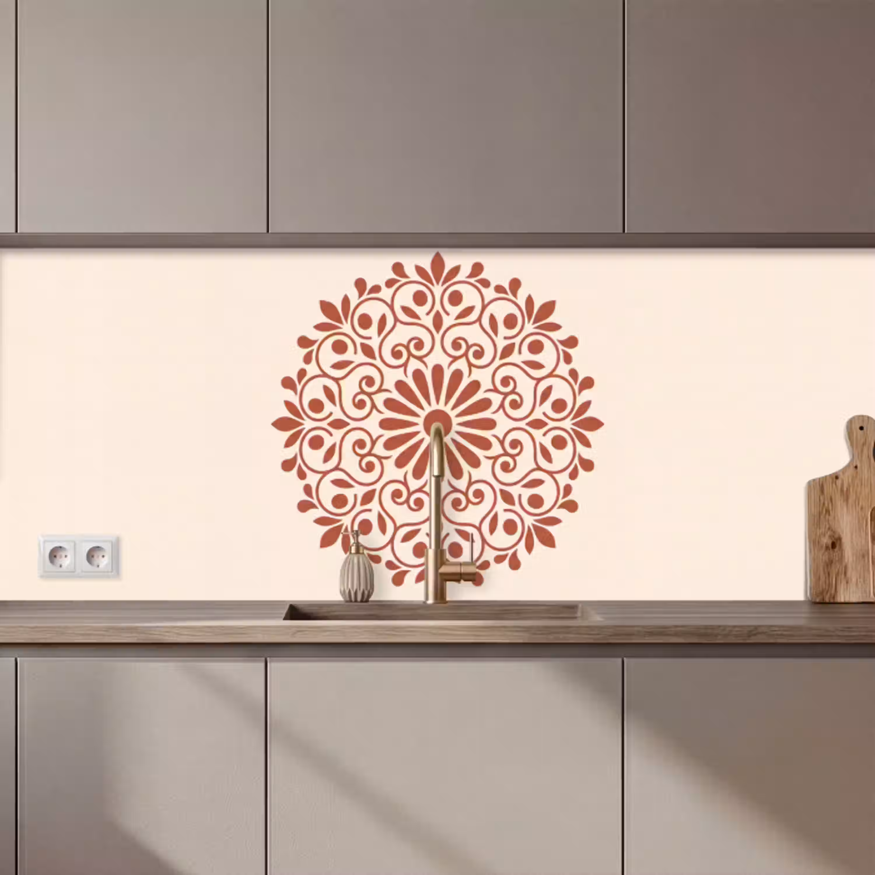 Decoratie - Cirkel - Symmetrisch - Modern - Roodbruin keuken achterwand 2 middel zz_3dshopping