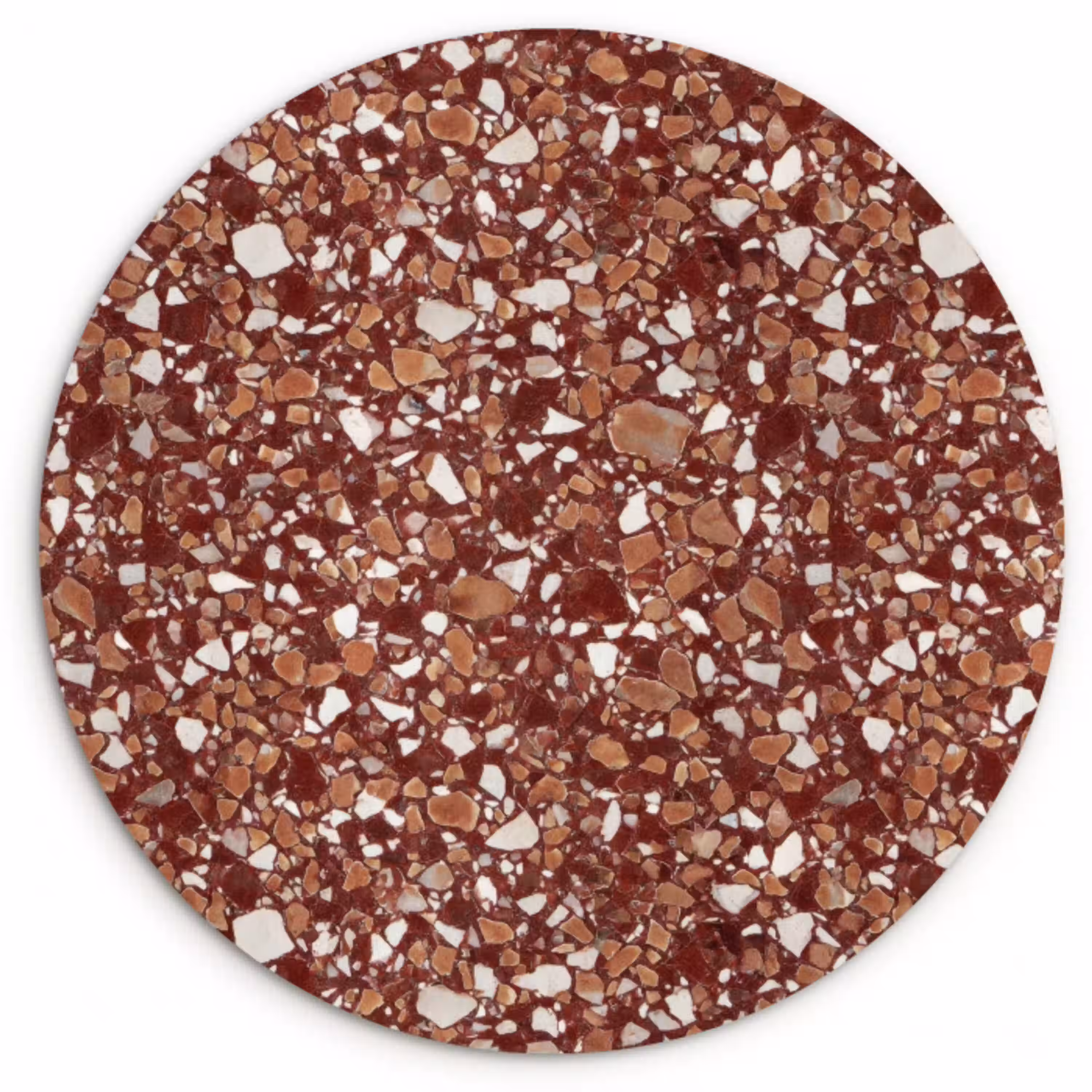 Terrazzo - Patroon - Steentextuur - Roodbruin Wandcirkel kunststof plaat 5mm dik klein 188 -3d