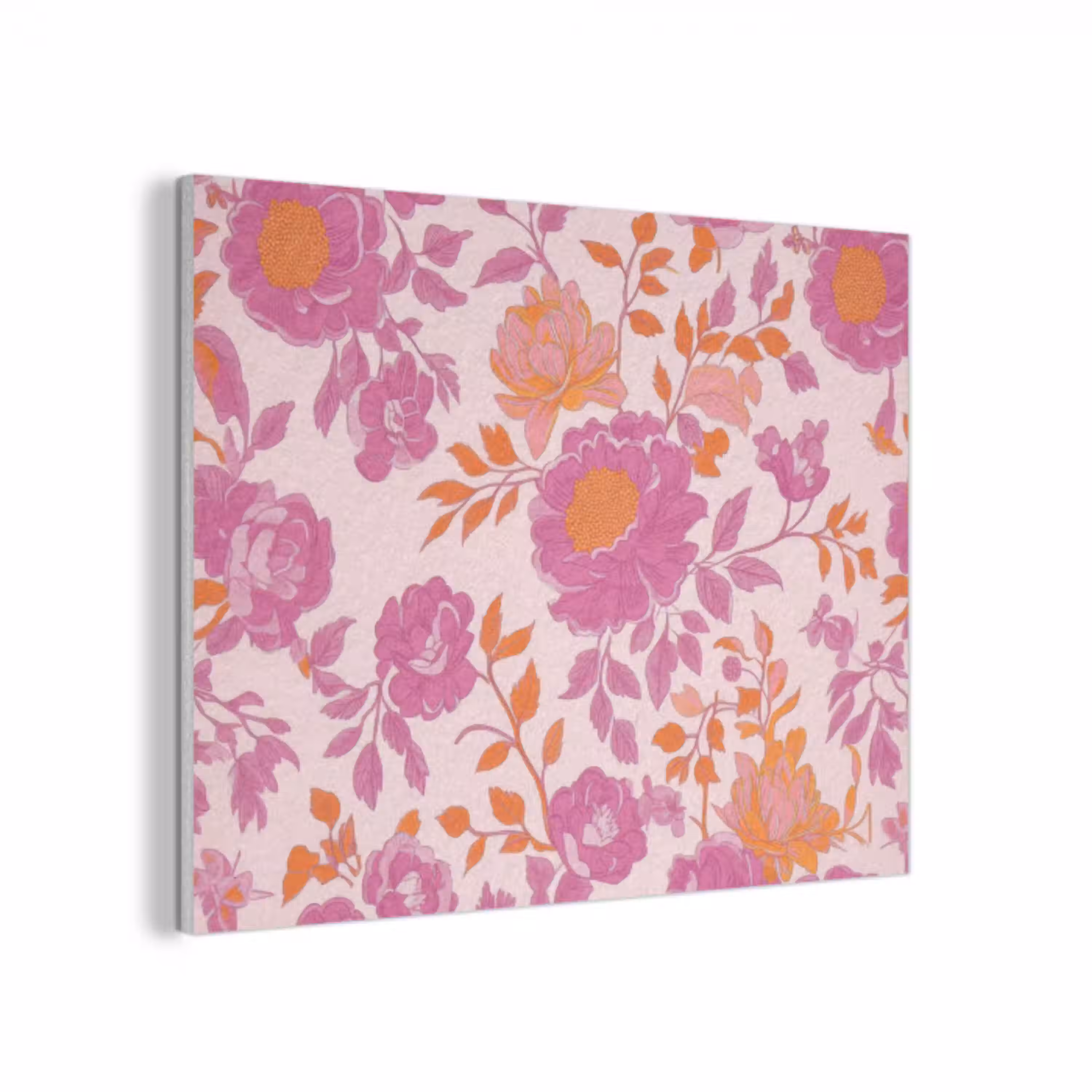 Bloemenpatroon - Roze - Oranje - Bloemen PET vilt klein -3d