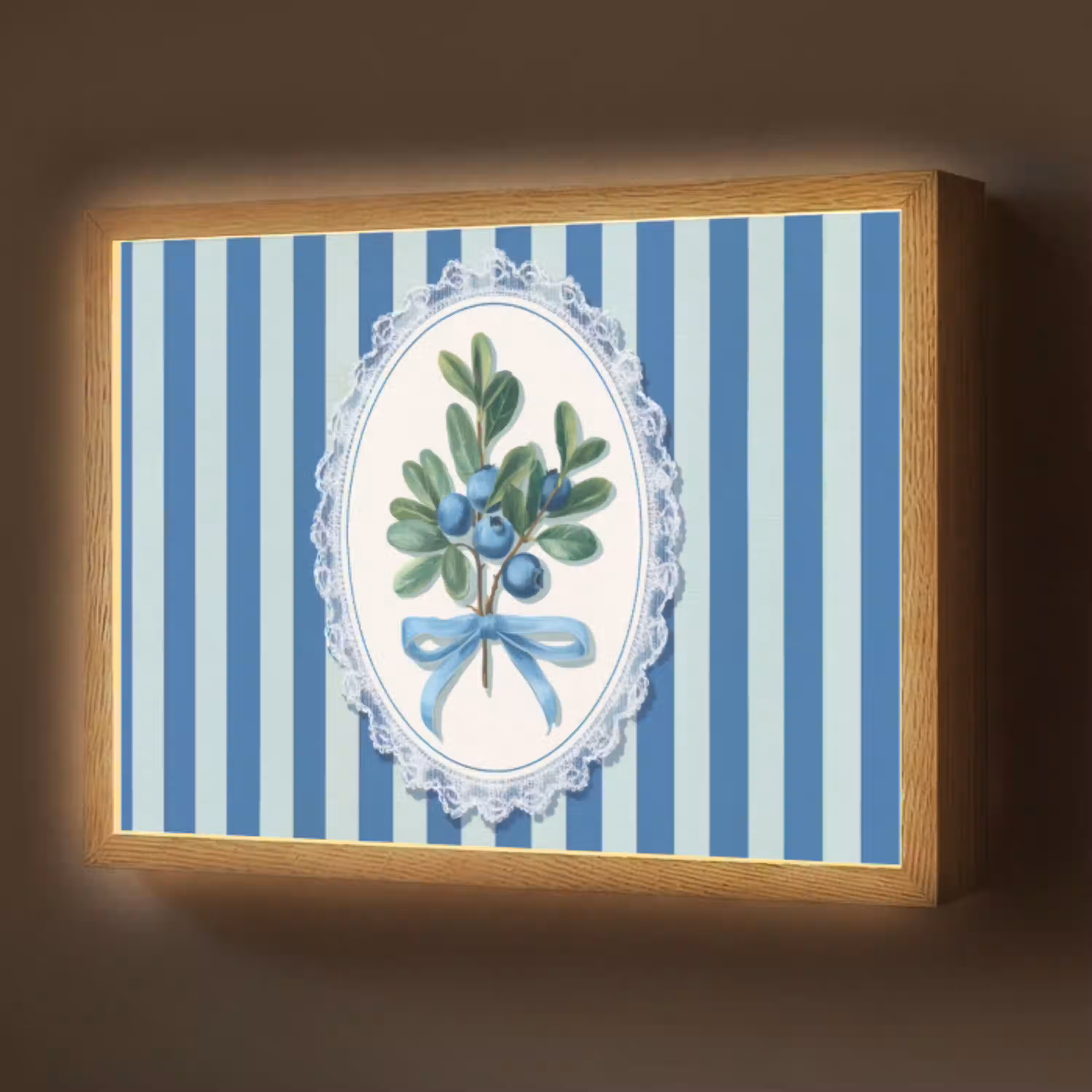 Illustratie - Bessen - Blauw - Strepen Light Box met batterij (Wandlamp) middel -z3d_website