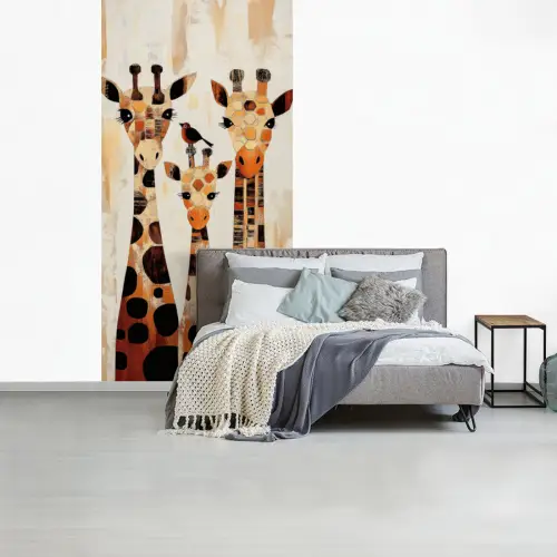 Giraffen - Cartoon - Crème fotobehang vinyl groot -slaapkamer