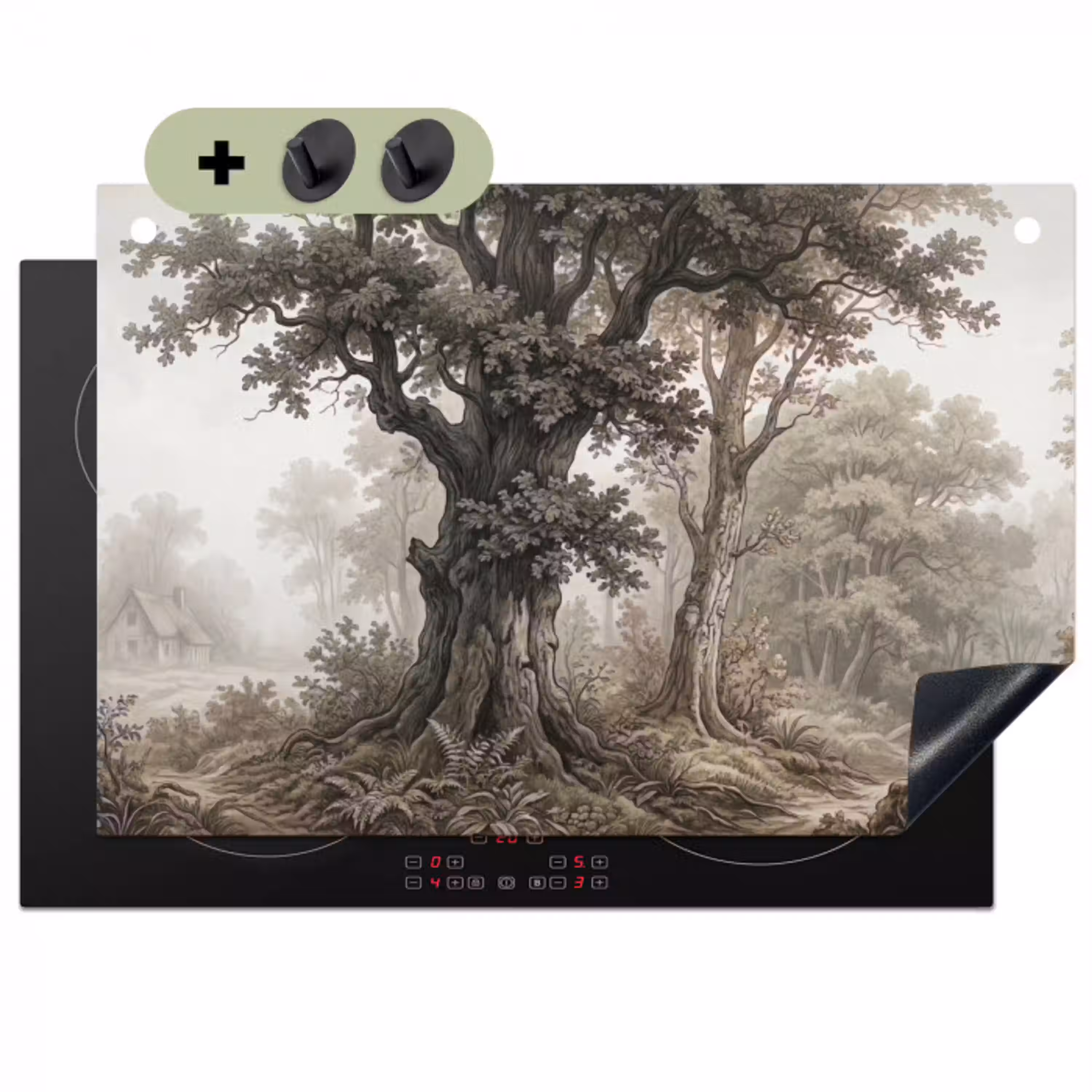 Natuur - Bos - Eik Inductie beschemer met haakjes klein -3d