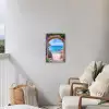 Doorkijk - Poort - Zee - Strand - Rotsen Tuinposter op houten frame 2 cm dik klein -sfeer1