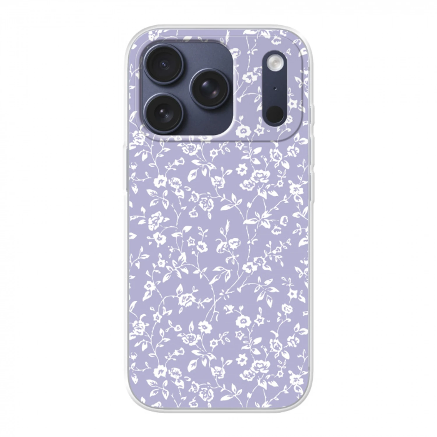 Bloemenpatroon - Paars - Wit - Bloemen Telefoonhoesje iPhone 17 Pro klein -3d