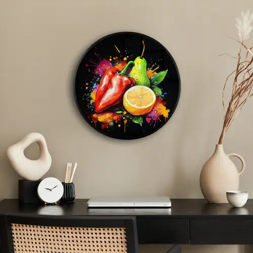 Paprika - Peer - Citroen - Graffiti - Verf - Abstract Fotolijst rond zonder passe partout klein -sfeer1