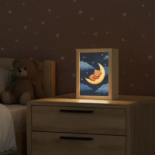 Teddybeer - Maan - Wolken - Sterren Light Box met kabel klein -sfeer1_kind