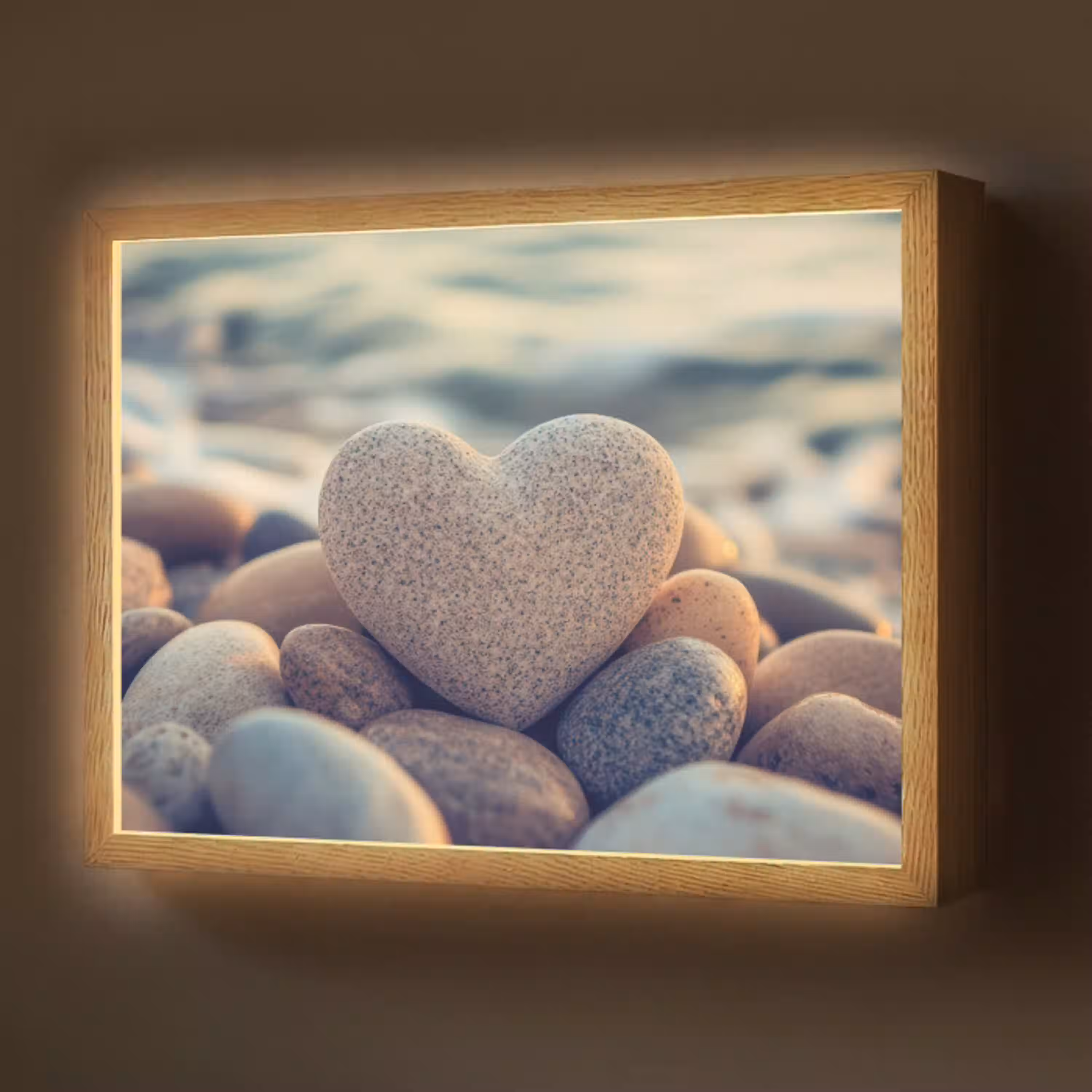 Hart - Stenen - Natuur - Keien - Zen - Kiezelstenen Light Box met batterij (Wandlamp) middel -z3d_website