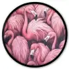Flamingo - Roze - Dieren Fotolijst rond zonder passe partout klein -3d