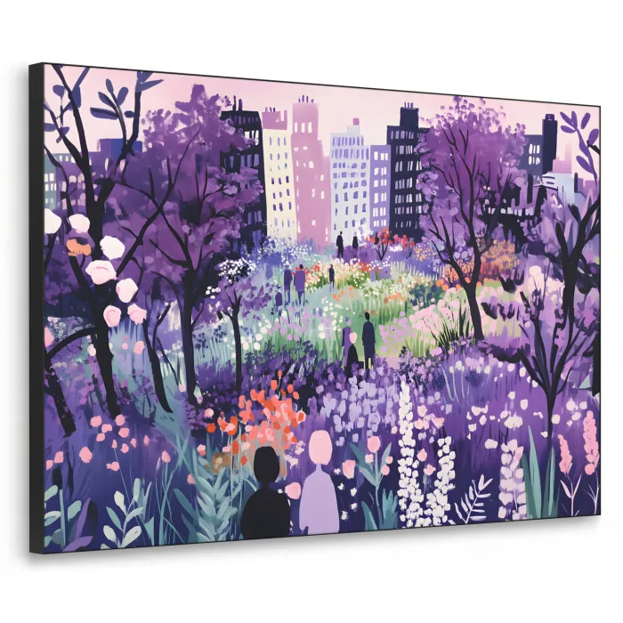 Park - Bomen - Bloemen - Gebouwen Textielframe zwart klein -3d
