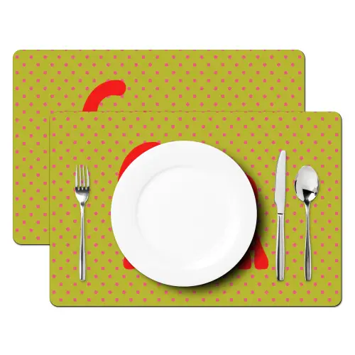 Ciao bella - Rood - Groen - Stippen Placemat vinyl groot -zzsfeer2_Kitchenyeah-website