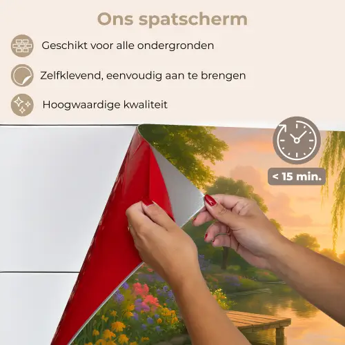 Eenden - Vijver - Bloemen keuken achterwand spatscherm klein -spatscherm_NL