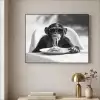 Aap - Spaghetti - Zonnebril - Zwart wit - Cool - Dier Textielframe zwart klein -sfeer2