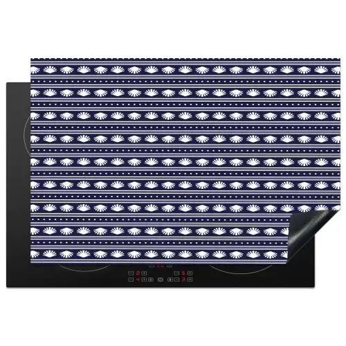 Schelp - Nautisch - Blauw - Wit Inductie beschermer vinyl 3mm klein 276 -3d