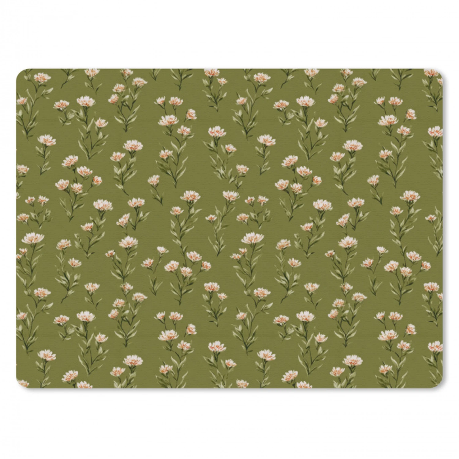Landelijk - Bloemen -  Groen muismat rubber klein 262 -3d