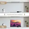Lavendelveld - Zonsondergang - Paars keuken achterwand spatscherm klein -voor_na_NL