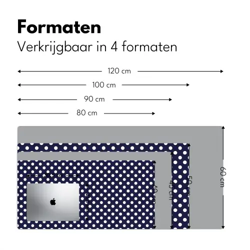 Oceaan - Stippen - Blauw - Wit Muismat XXL klein 681 -sfeer5