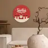 Illustratie - Kerstman - Rendieren - Rood Wandcirkel kunststof plaat 5mm dik klein -sfeer1