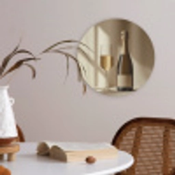 Champagne - Beige - Schaduw - Bubbels Akoestische PET Vilt - Rond klein -sfeer3