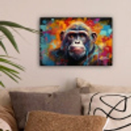Aap - Gorilla - Graffiti - Dieren - Kleuren canvas 2cm klein -sfeer1