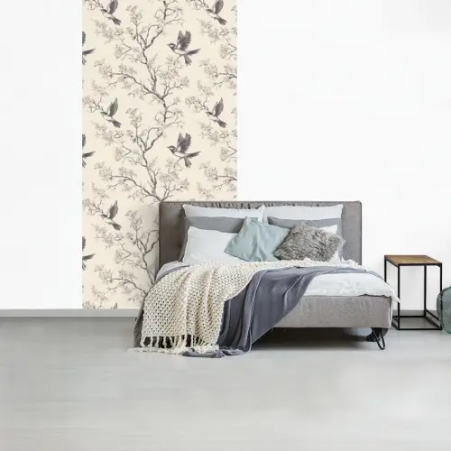Takken - Vogels - Beige fotobehang vinyl groot 64 -slaapkamer