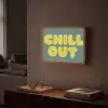Chill out - Geel - Blauw Light Box met batterij (Wandlamp) middel -sfeer1