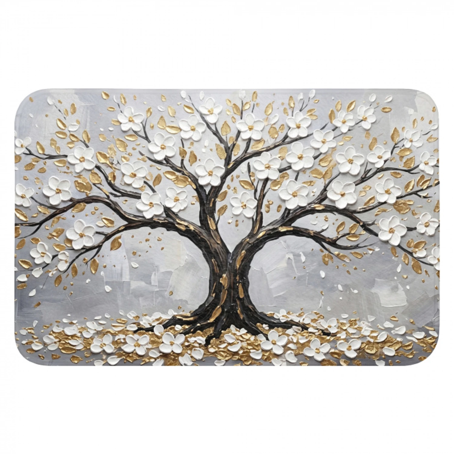 Boom - Bloemen - Natuur - Abstract - Wit Badmat klein -3d