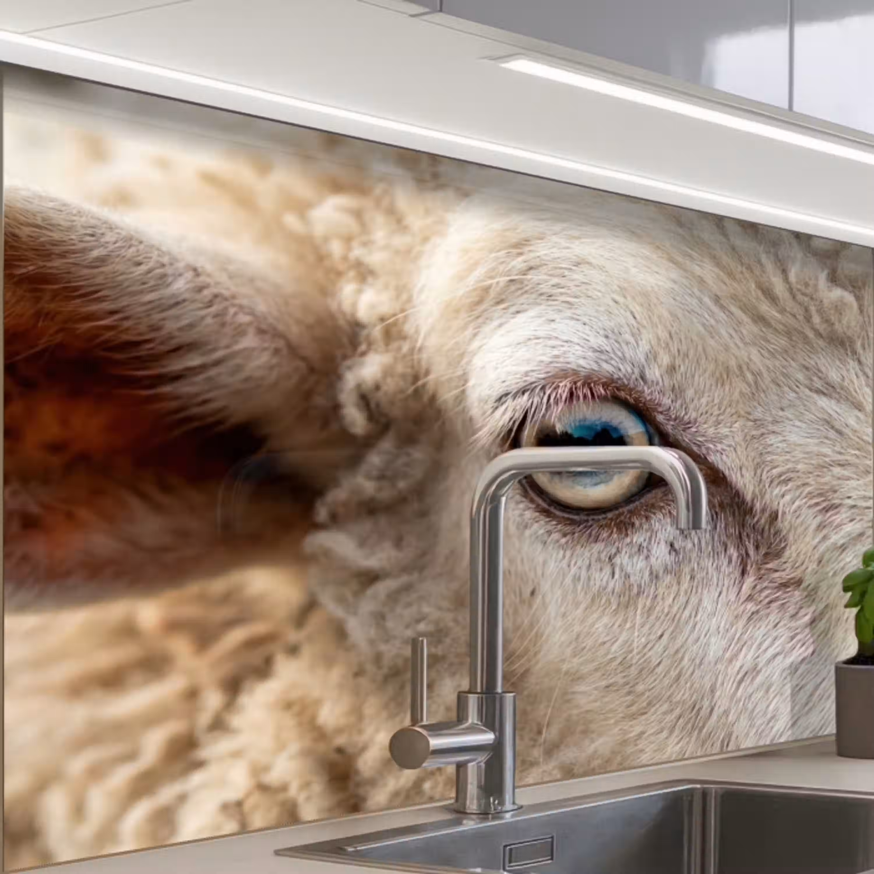Schaap - Oog - Wit keuken achterwand 2 middel -zzzz3d_schuin