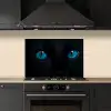 Kat - Blauw - Dier - Zwart keuken achterwand spatscherm klein -sfeer1