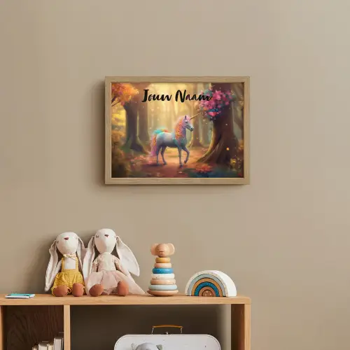 Eenhoorn - Bos - Kleurrijk - Bloemen - Meiden Light Box met batterij (Wandlamp kind) middel -sfeer2_kind