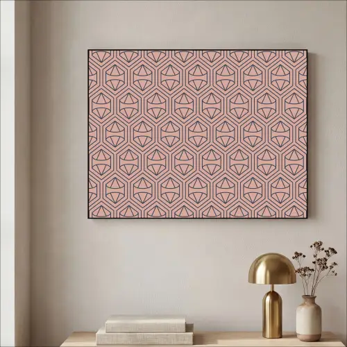 Donkerblauw - Roze - Patroom - Symmetrisch Textielframe - compleet frame klein 947 -sfeer2