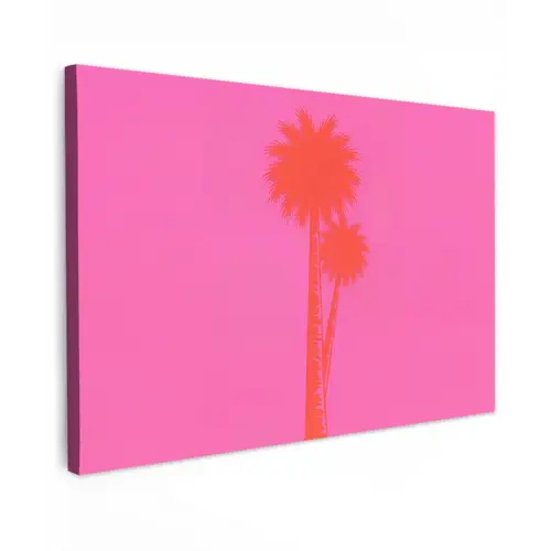 Palmbomen - Modern - Roze Tuinposter op houten frame 2 cm dik klein -3d
