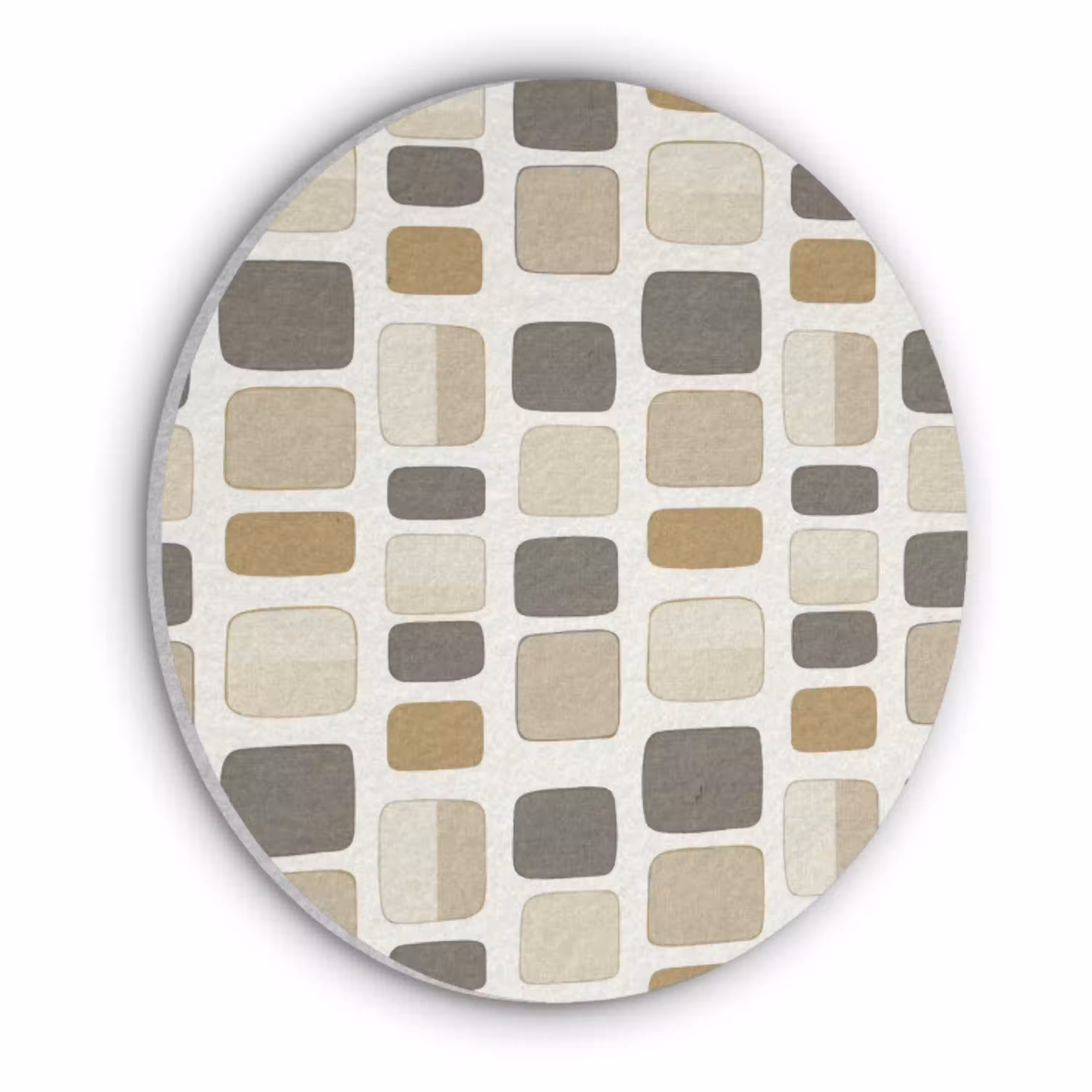 Blokken - Vintage - Grijs Akoestische PET Vilt - Rond klein 838 -3d