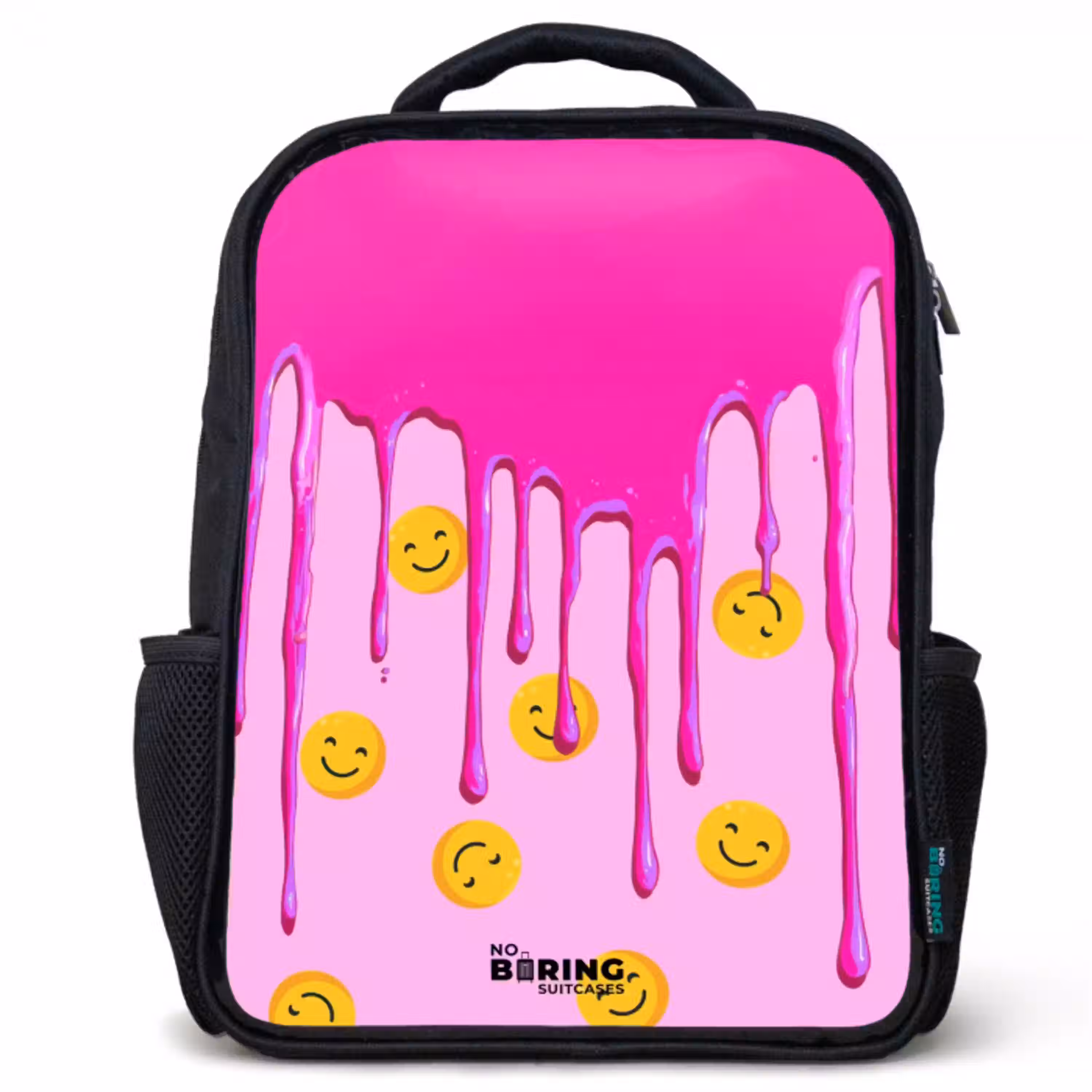 Verf - Smiley - Roze Rugzak - Zwart middel -3d