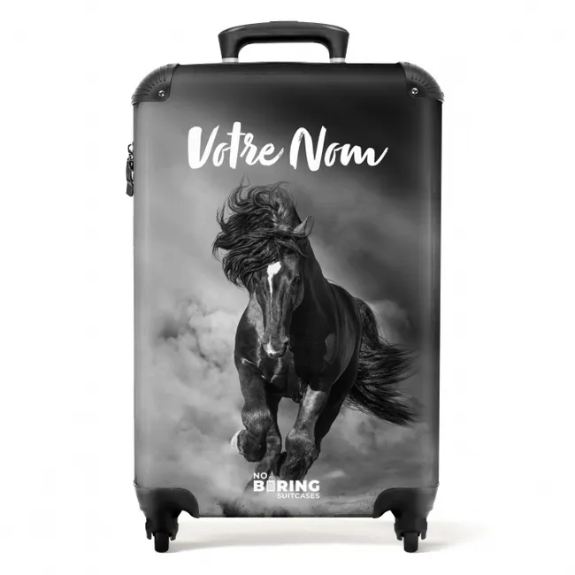 Zwart paard in galop NBS - Handbagage koffer - Kinderen Unisex middel -productfoto_recht