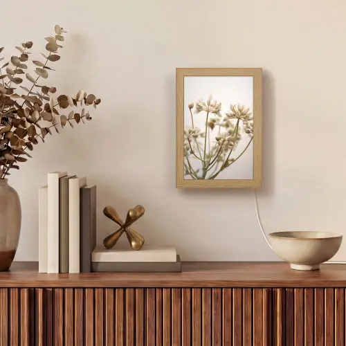 Droogbloemen - Beige - Wit - Planten Light Box met kabel (Tafellamp) klein -sfeer2