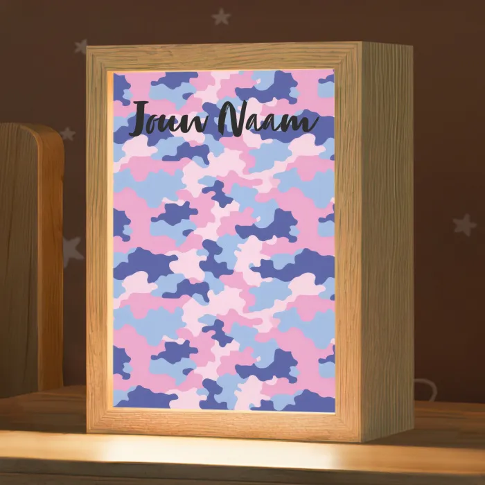 Camouflage - Roze - Blauw Light Box met kabel (Kinderlampje) klein -zzz_3d_website
