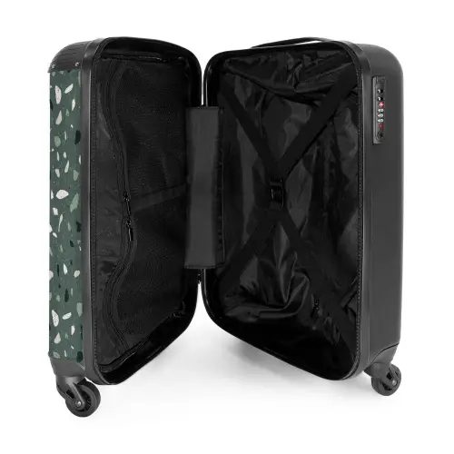 Terrazzo patroon veelkleurig groen NBS - Handbagage koffer - Kinderen Unisex middel -binnenkant