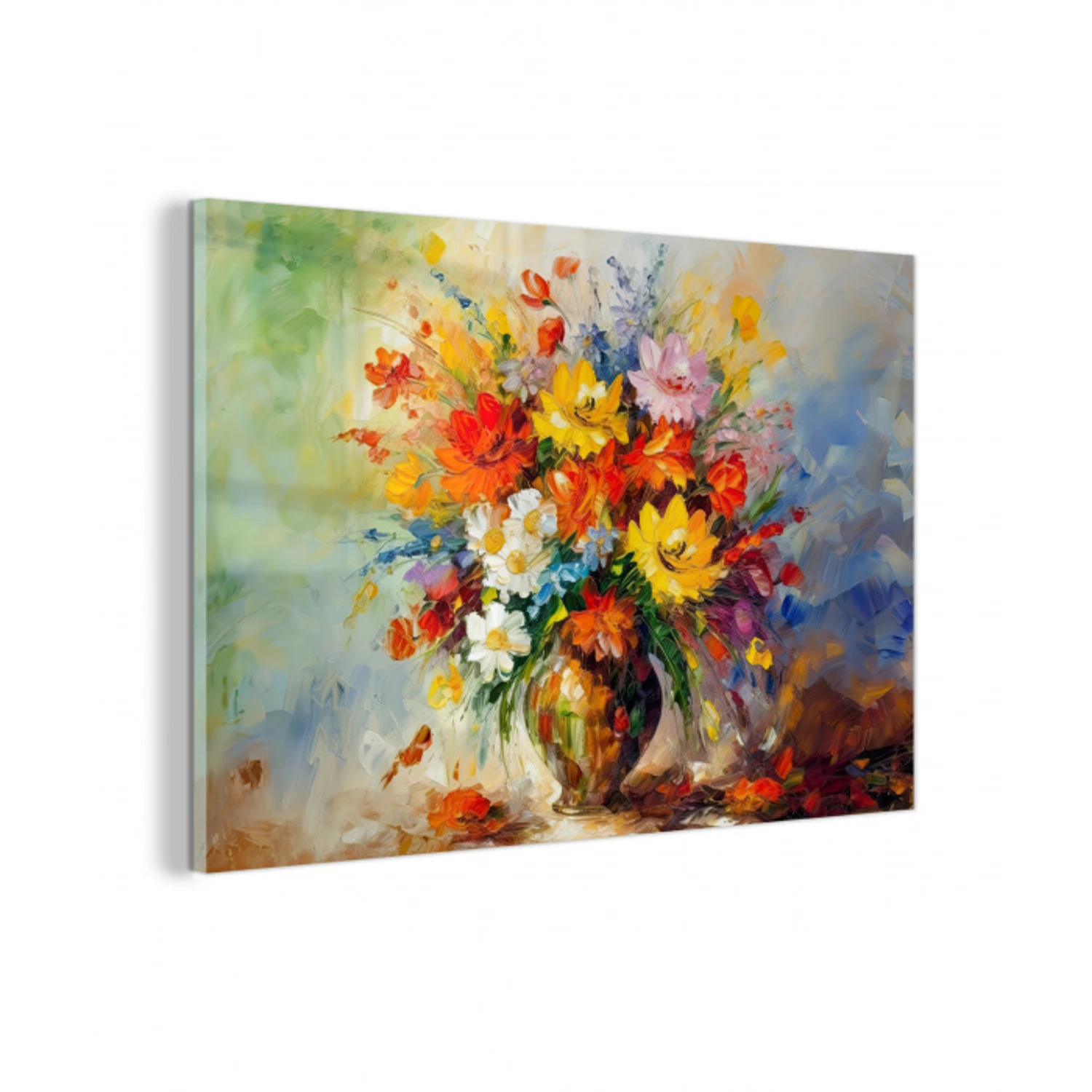 Bloemen - Kleurrijk - Olieverf - Bloempot plexiglas 5mm klein -z3d