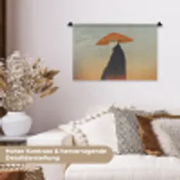 Minimalistisch - Silhouet - Oranje Wandkleed katoen klein -tsfeer1_DE