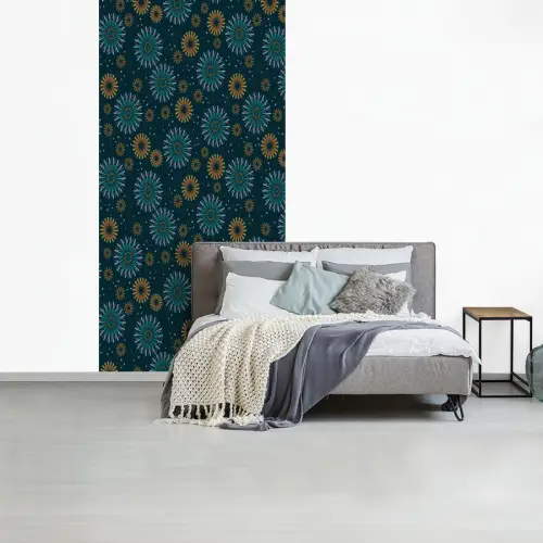 Blauw - Patroon - Retro fotobehang vinyl groot 64 -slaapkamer