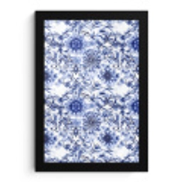 Bloemen - Blauw - Patroon - Wit fotolijst zwart zonder passe partout klein 224 -3d