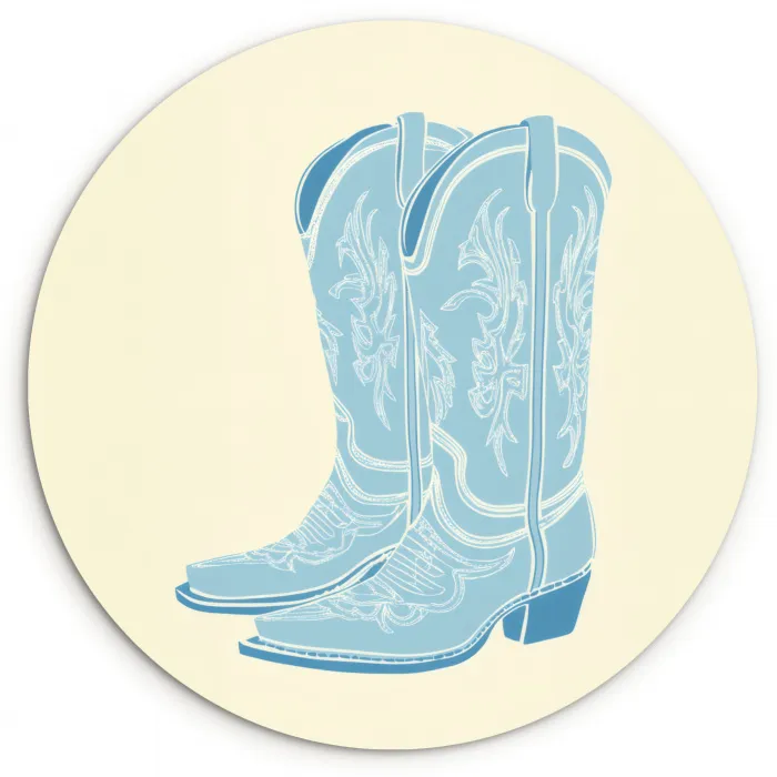 Illustratie - Cowboylaarzen - Patroon Wandcirkel kunststof plaat 5mm dik klein -3d